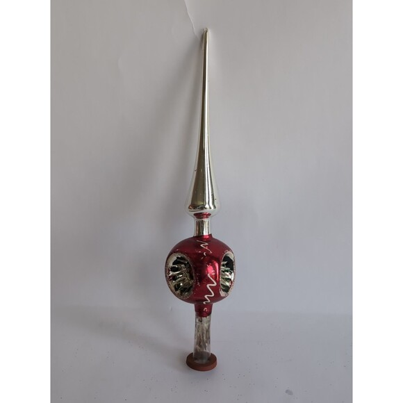 Other - Antique Mercury Glass Tree Topper Spire 3 Indent Christmas Finial